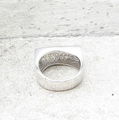 925 Sterling Silver  White Cubic Zirconia Wavy Band Ring Sz 7  RG1575