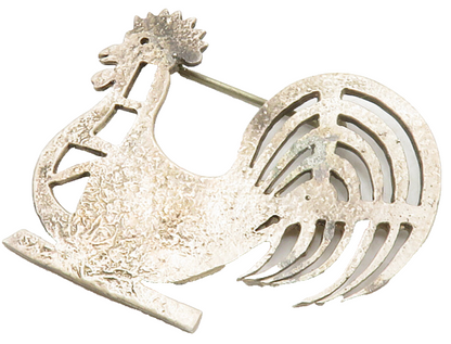 AARFAC 925 Sterling Silver  Vintage Dark Tone Rooster Motif Brooch Pin  BP5019