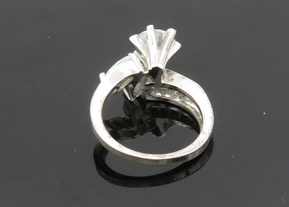 925 Sterling Silver  Vintage Cubic Zirconia Floral Band Ring Sz 6  RG19928