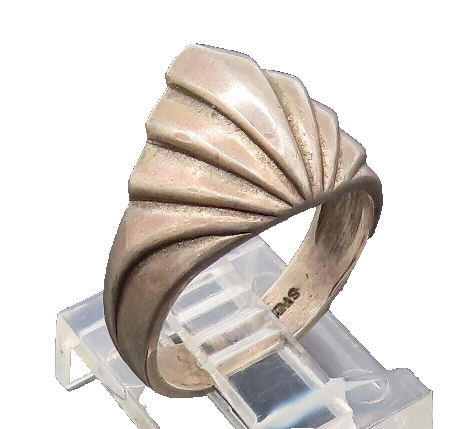 KABANA 925 Sterling Silver  Vintage Minimalist Fan Shape Ring Sz 6.5  RG27063