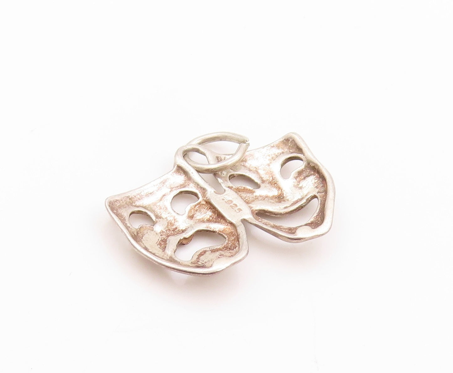 925 Sterling Silver Vintage Pendant Happy & Sad Mime Face Cutout  PT24167