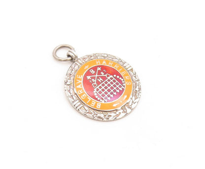 925 Sterling Silver Vintage Pendant 1950 Antique Enameled Medal  PT23868
