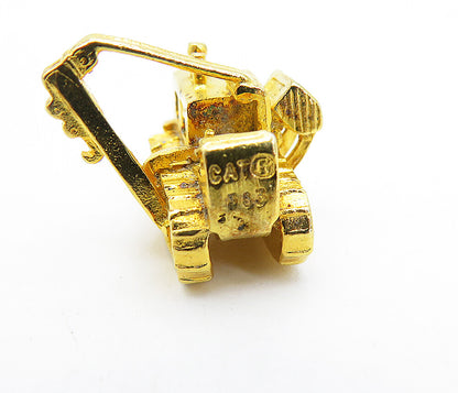 925 Sterling Silver  Vintage Shiny Petite Gold Plated Tractor Pendant  PT2968