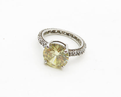 925 Sterling Silver  Vintage Cubic Zirconia Solitaire Accent Ring Sz 8 RG17232