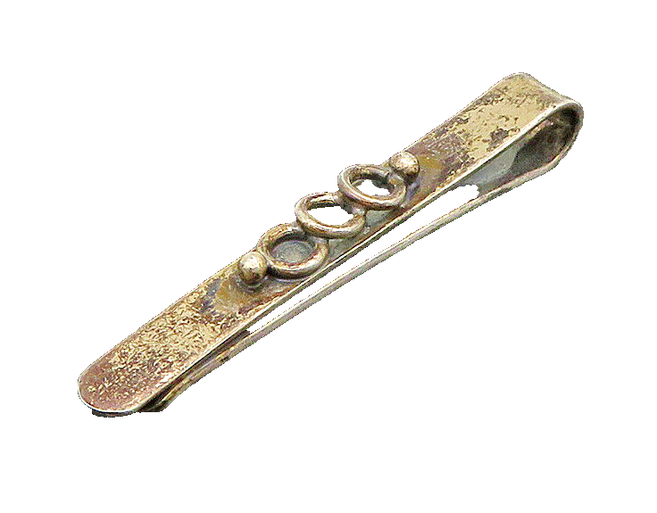 COF DENMARK 925 Sterling Silver  Vintage Oxidized Rustic Tie Clip  TR3129