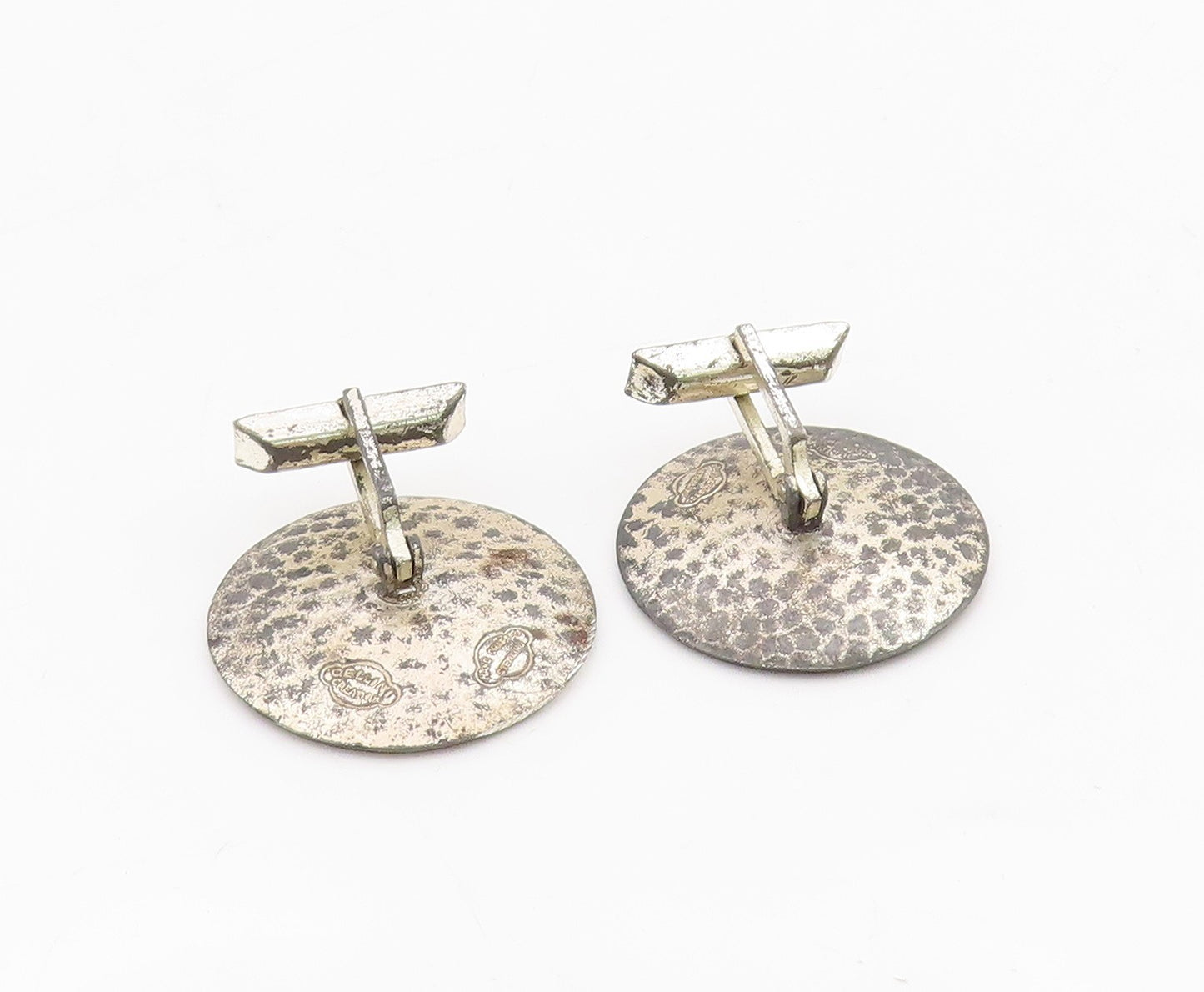 925 Sterling Silver Vintage Cufflinks CELLINI Blue Enameled Round Pair  TR4125