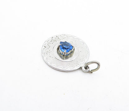 SPENCER 925 Sterling Silver  Vintage Blue Topaz September Pendant  PT3194