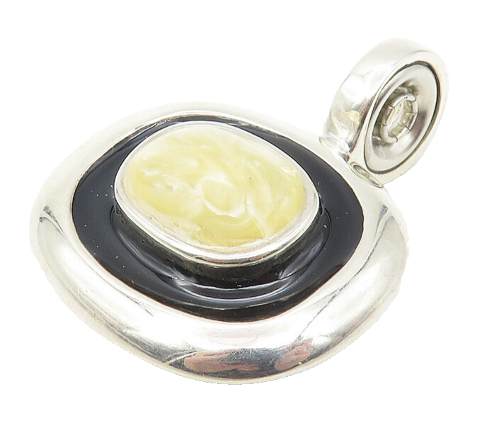 ESPO SIG 925 Sterling Silver  Vintage Shiny Enamel Coated Dome Pendant  PT9430