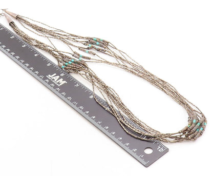 925 Sterling Silver  Vintage Turquoise Multi Strand Chain Necklace  NE2148