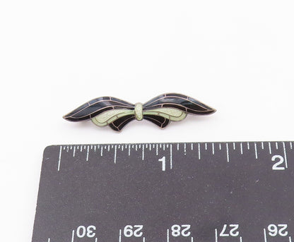 925 Sterling Silver  Vintage Antique Enamel Ribbon Bow Brooch Pin  BP8611