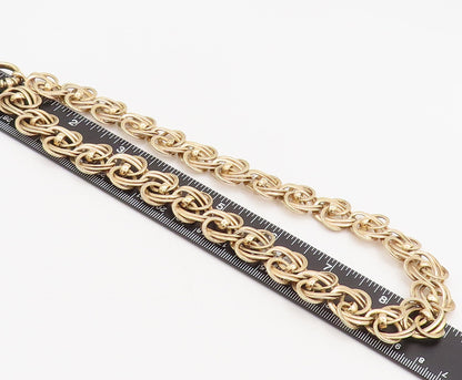 925 Sterling Silver  Vintage Gold Plated Designer Rings Loop Necklace  NE4064