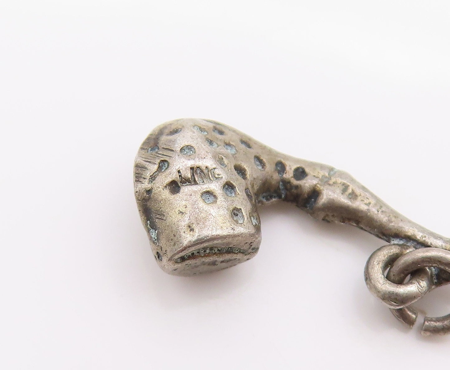 925 Sterling Silver Vintage Pendant Etched Dotted Piper Smoking Charm  PT24807