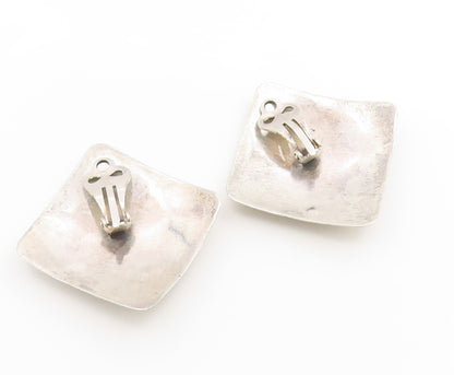 925 Sterling Silver Vintage Earrings MIDDLE EAST Geometric Square Flower EG14179