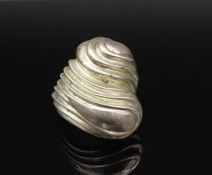 925 Sterling Silver  Vintage Ribbed Dome Bypass Statement Ring Sz 7  RG25827