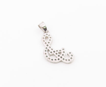 925 Sterling Silver   Vintage Cubic Zirconia Musical Note Pendant  PT20568