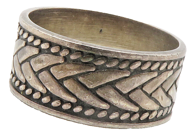 925 Sterling Silver  Vintage Dark Tone Braided Pattern Band Ring Sz 10 RG15082