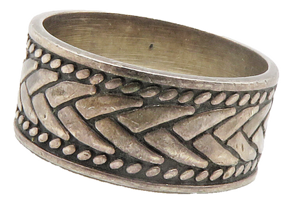 925 Sterling Silver  Vintage Dark Tone Braided Pattern Band Ring Sz 10 RG15082