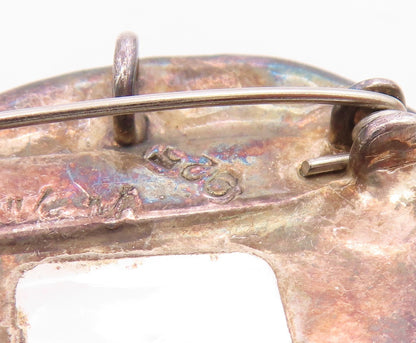925 Sterling Silver  Vintage Dark Tone Smooth Pig Animal Brooch Pin  BP8285