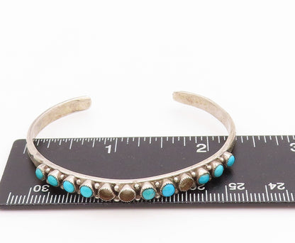 925 Sterling Silver Vintage Bracelet Antique Larimar Beaded Cuff  BT11301