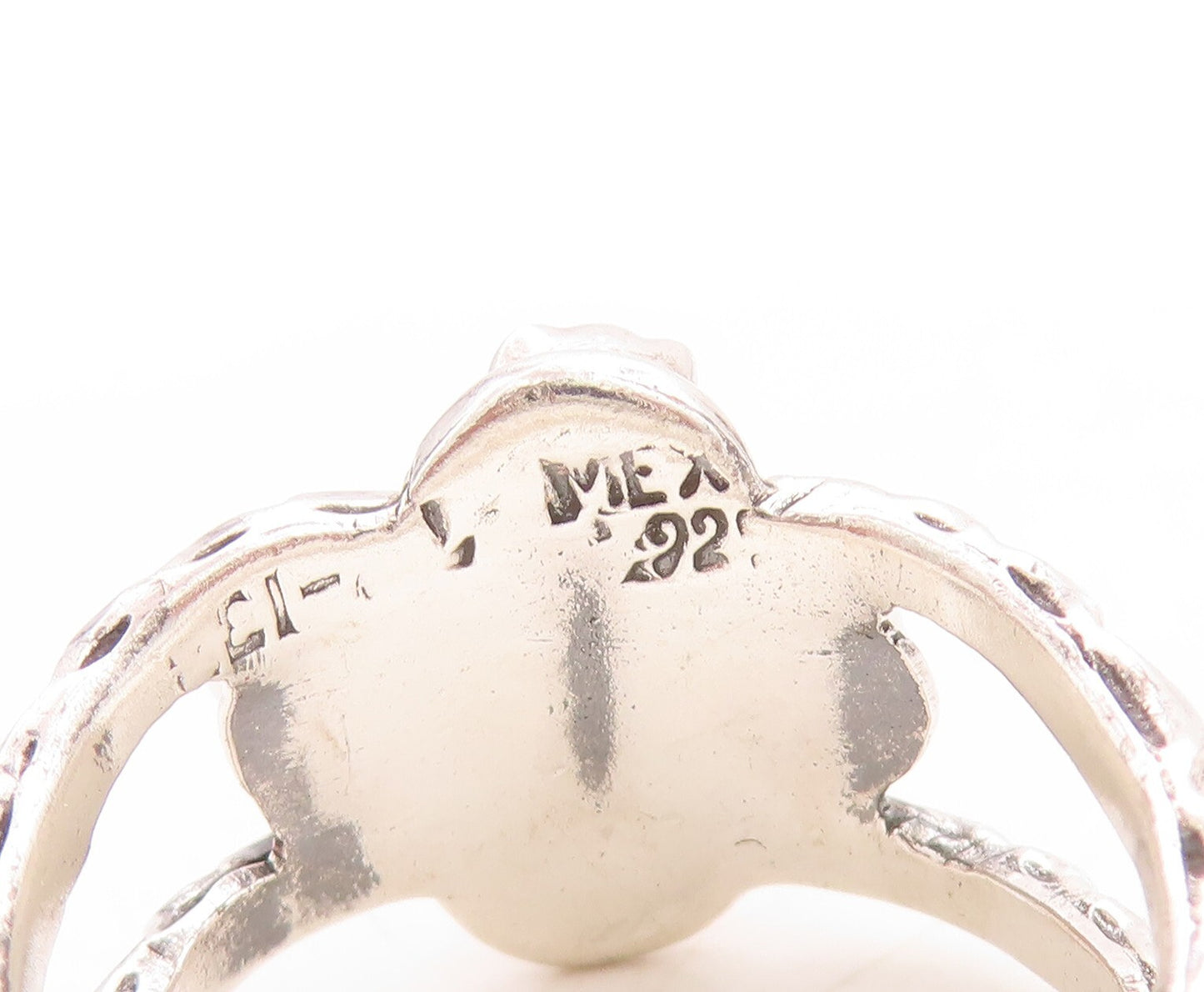 925 Sterling Silver Vintage Ring Brutalist Cutout Turquoise Inlay Sz 10  RG31637