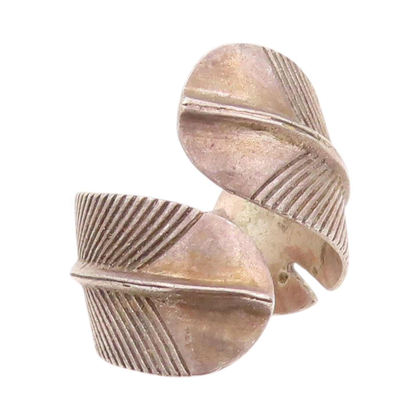 925 Sterling Silver Vintage Ring LUCKY BRAND Feathers Bypass  Sz 7.5  RG33173