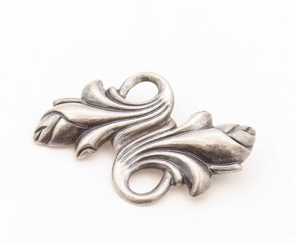 925 Sterling Silver Vintage Brooch Pin Dark Tone Swirly Floral Design  BP11296