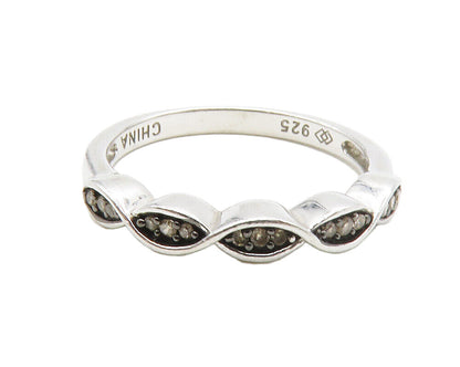 925 Sterling Silver  Genuine Diamonds Infinity Swirl Band Ring Sz 6  RG13395