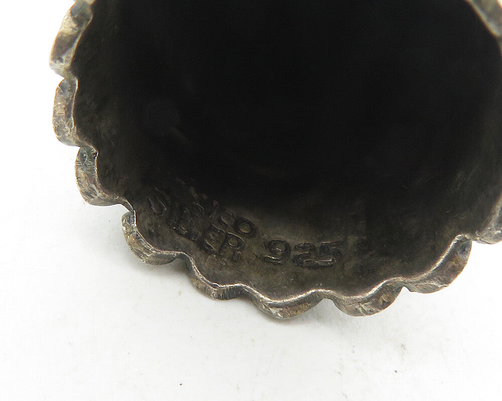 MEXICO 925 Sterling Silver  Vintage Floral Leaf Vine Sewing Thimble  TR1743