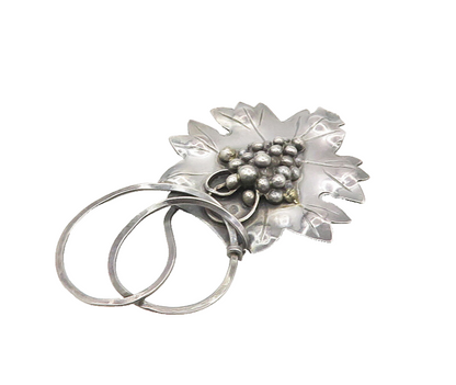 DESIGNER 925 Sterling Silver  Vintage Dark Tone Floral Leaf Brooch Pin  BP7231
