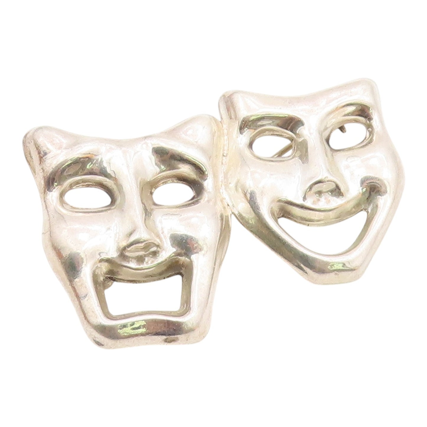 925 Sterling Silver  Vintage Dramatic Theater Masks Acting Brooch Pin  BP4894