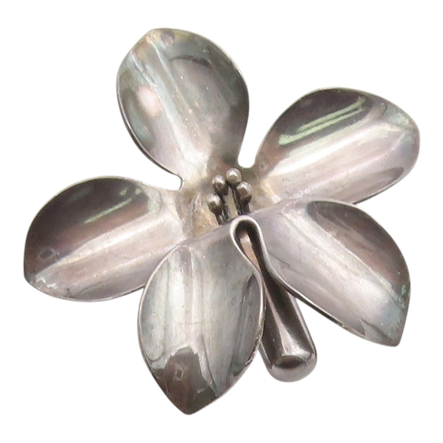 925 Sterling Silver Vintage Brooch Pin DENMARK Abstract Floral Petal  BP12464