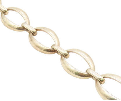 925 Sterling Silver  Vintage Shiny Gold Plated Oval Chain Bracelet  BT9272