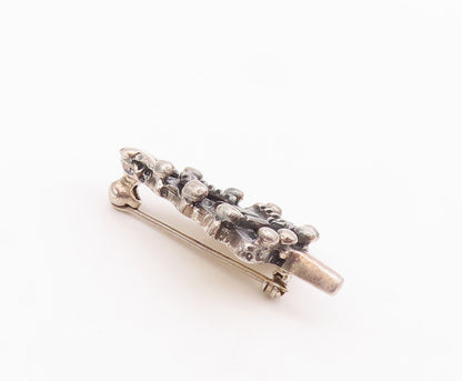 925 Sterling Silver Vintage Brooch Pin Solid Carved Mini Christmas Tree  BP10976