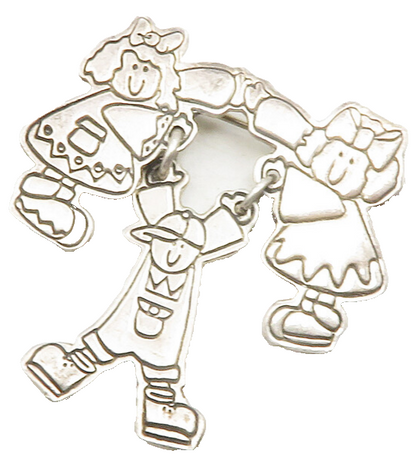 EFS MEXICO 925 Sterling Silver  Vintage Little Children Brooch Pin  BP4638