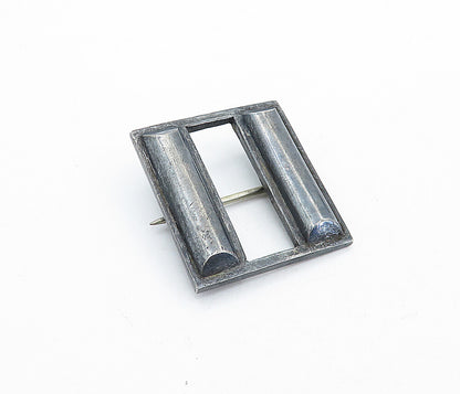 925 Sterling Silver  Vintage Oxidized Square Domed Design Brooch Pin  BP2220