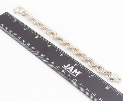 925 Sterling Silver Vintage Bracelet Modernist Solid Twisted Rope Chain  BT11872