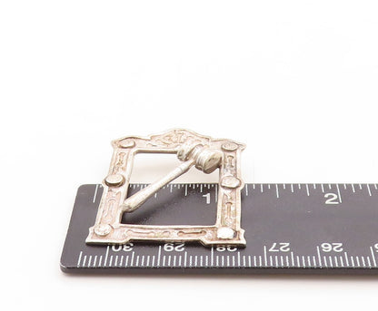 925 Sterling Silver Vintage Brooch Pin Designer Carved Frame & Hammer BP11323