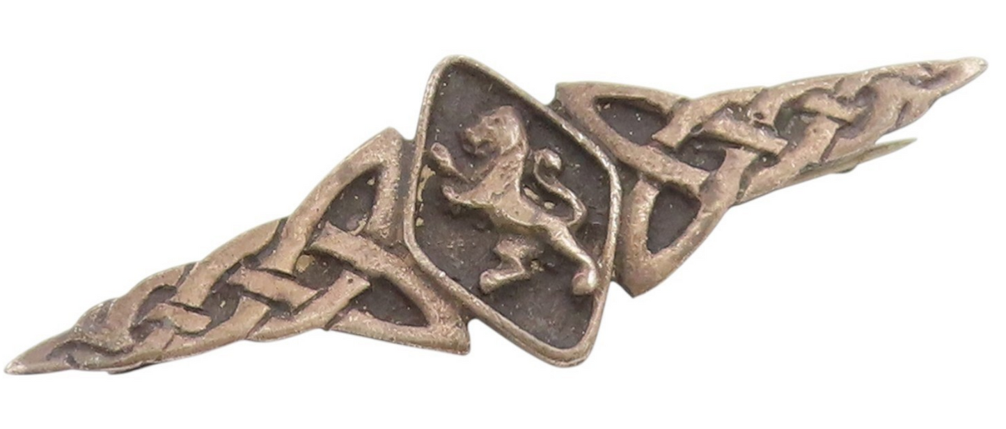 925 Sterling Silver Vintage Brooch Classic Celtic Knot Lion Crest Pin  BP12484