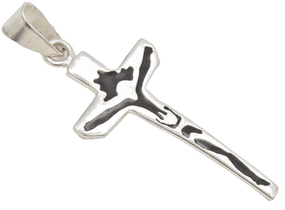 925 Sterling Silver  Vintage Minimalist Solid Etched Cross Pendant  PT22355