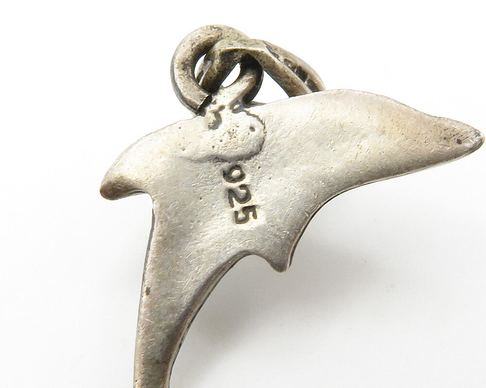 925 Sterling Silver  Vintage Dark Tone Leaping Dolphin Motif Pendant  PT11279