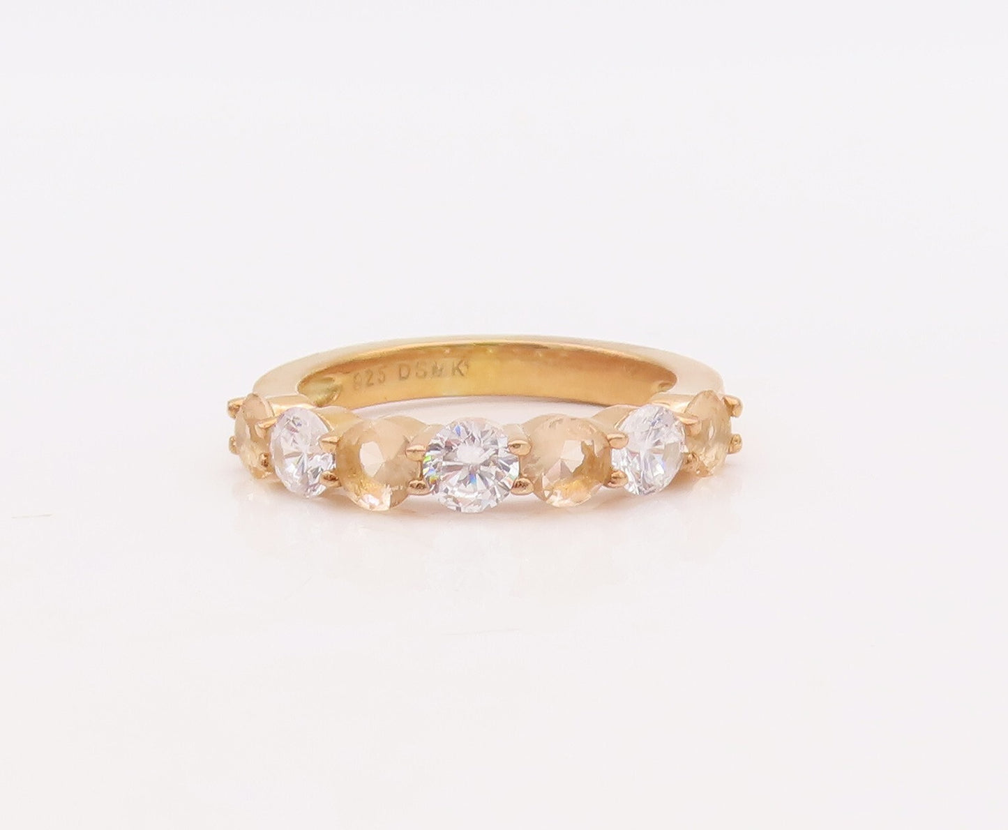 925 Sterling Silver Vintage Ring Gold Plated Stackable CZ Bands  Sz 7  RG29926