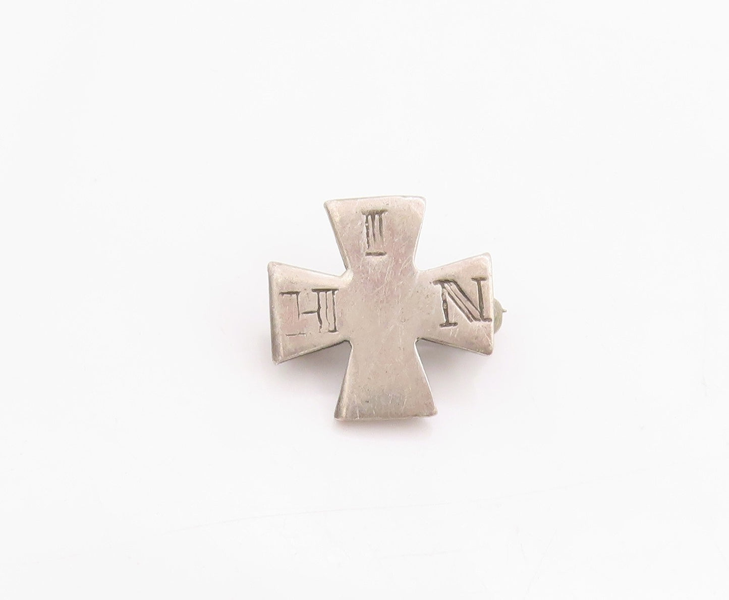 925 Sterling Silver Vintage Brooch 1886 Seal Maltese Cross IHS Charm Pin BP11824