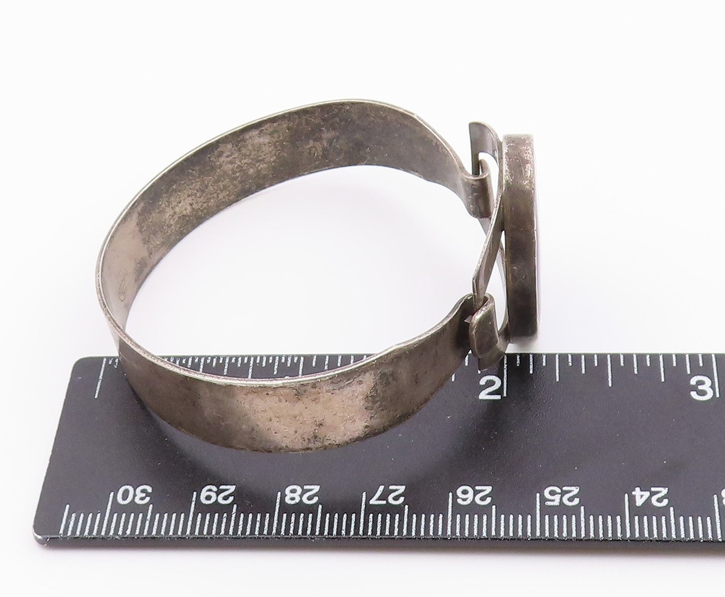 ISRAEL 925 Sterling Silver  Vintage Enamel Art Hook Bangle Bracelet  BT9307