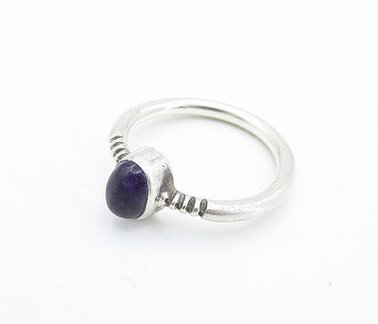 925 Sterling Silver  Vintage Cabochon Amethyst Solitaire Ring Sz 7.5  RG7373