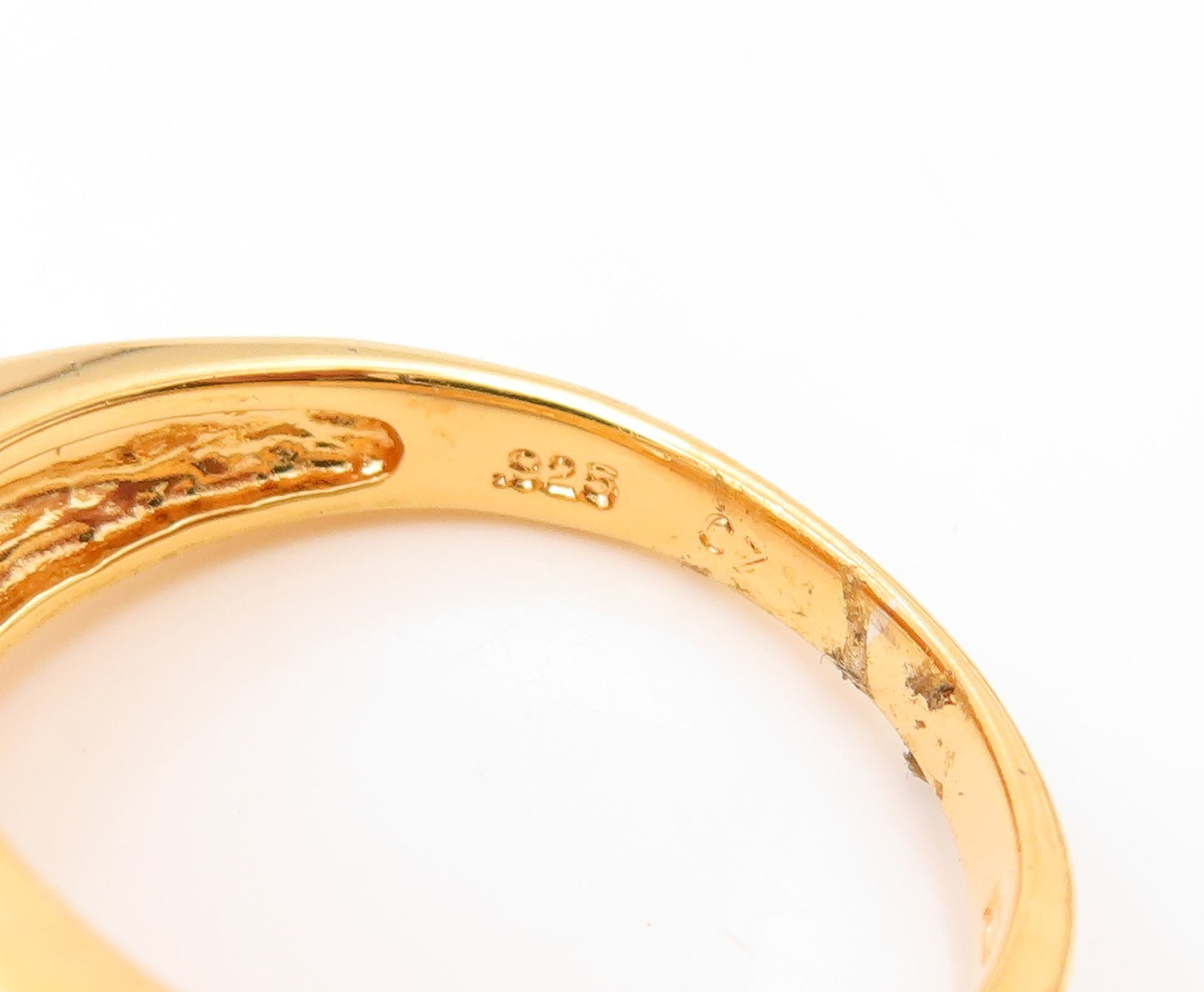 925 Sterling Silver Vintage Ring Gold Plated CZ Statement Band  Sz 7  RG35215
