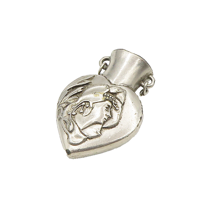925 Sterling Silver  Vintage Woman Love Heart Vase Dark Tone Pendant  PT15068