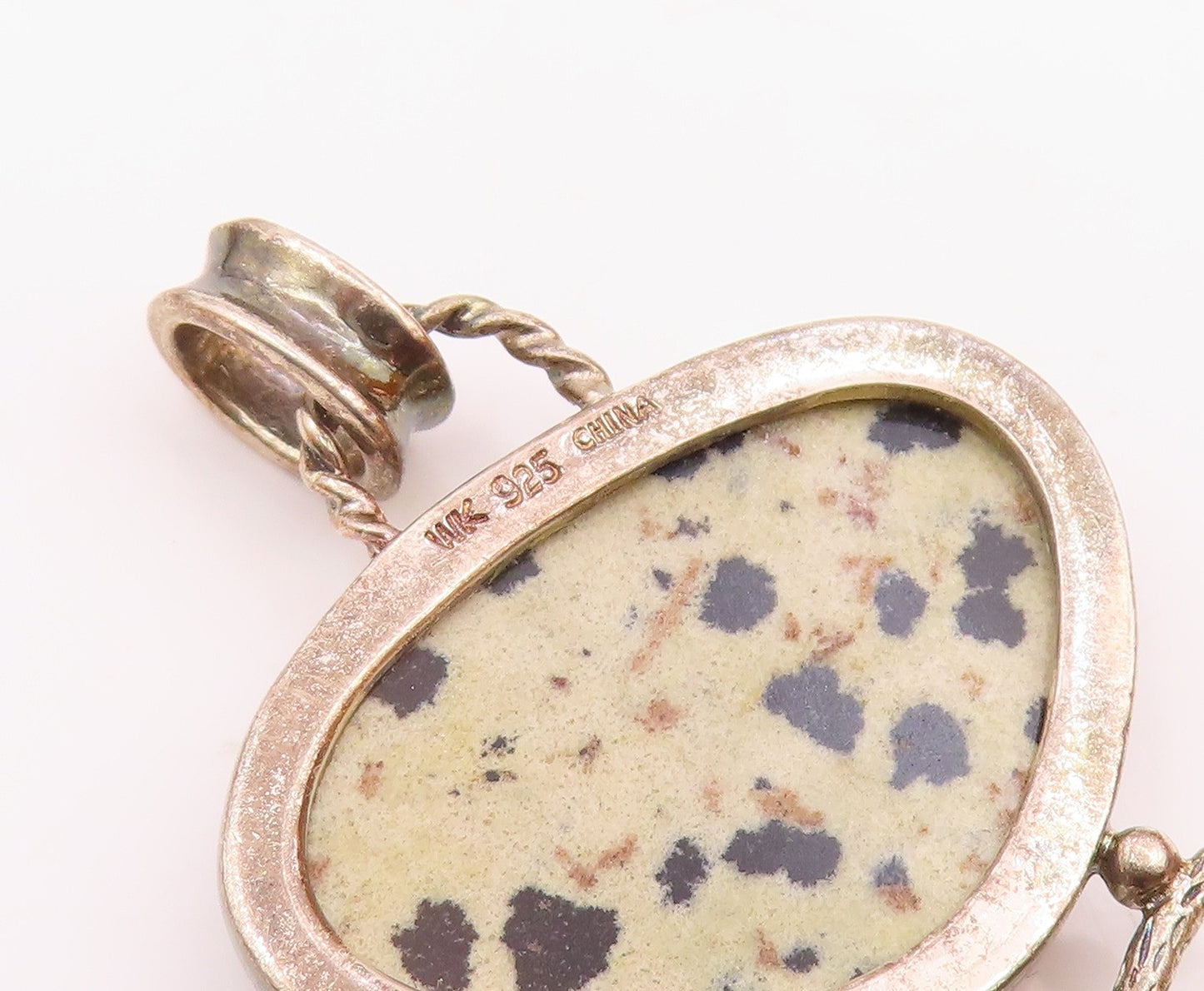 WHITNEY KELLY 925 Silver  Vintage Onyx & Dalmatian Jasper Pendant  PT16907
