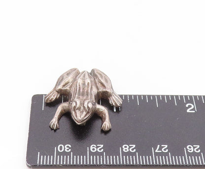 925 Sterling Silver Vintage Brooch Pin Etched Good Luck Leaping Frog  BP12265