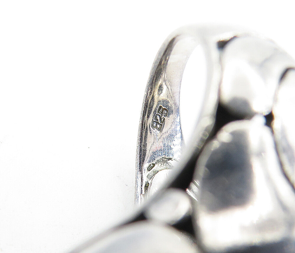 925 Sterling Silver  Vintage Dark Tone Oval Dome Cocktail Ring Sz 6  RG6105
