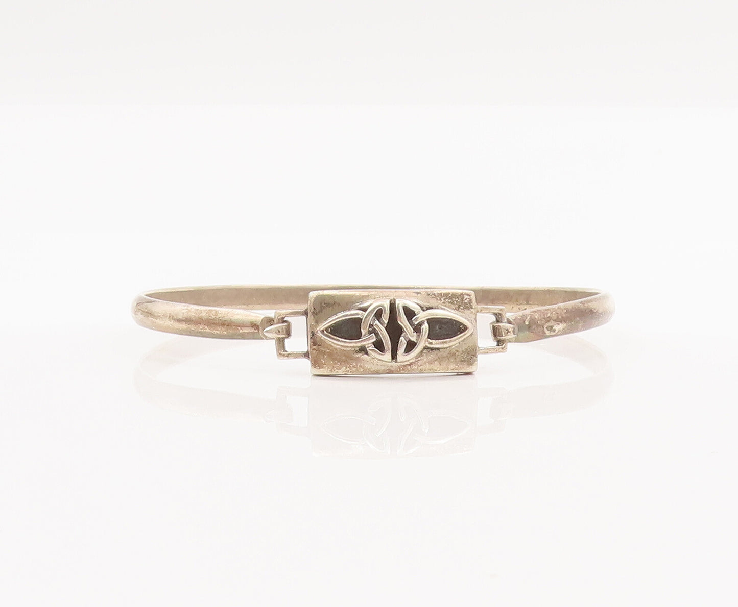 925 Sterling Silver Vintage Bracelet Minimalist Celtic Carved Bangle  BT10418